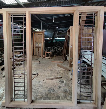 Kerala style main entrance teak wood door set