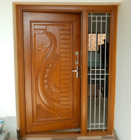 Kerala style main entrance teak wood door set